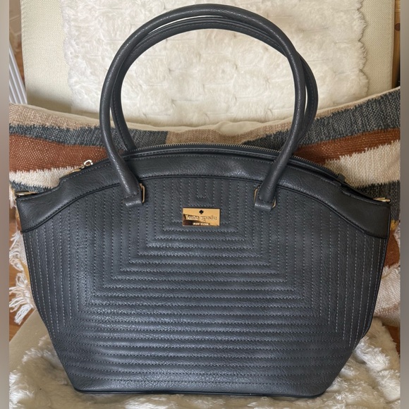 kate spade Handbags - Kate Spade New York Quilted Leather Satchel Gray Large Top Handle Bag Gold HW